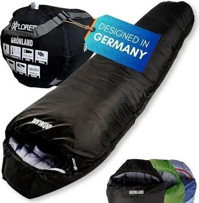 Produktbild von Mumienschlafsack Schlafsack Winter -23°C XXL Alaska Camping Grönland schwarz