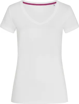 Produktbild von Stedman Damen Shirt V-Neck V-Ausschnitt Basic T-Shirt T Shirt kurzarm, Größe:XL, Farbe:Weiß