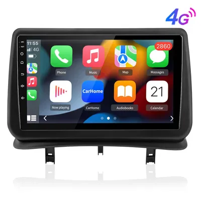 Image de Autoradio 9 pouces octa-core 6+128 Go, CarPlay, Android 15, pour Renault Clio 3 (2005-2014) : GPS, Wi-Fi, Bluetooth, FM, RDS, SWC, DAB+, DSP, 2DIN, USB, MirrorLink