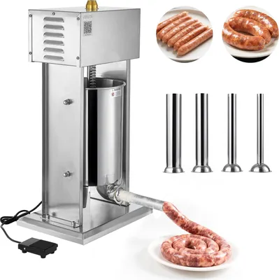 Produktbild von VEVOR elektrischer Wurstfüller 12 L Wurstfüllmaschine Fleischfüller mit stufenloser Geschwindigkeitsregelung & Pedal, Hochleistungsfüller aus Edelstahl mit 4 Wurstfüllrohren, Fleischfüllen