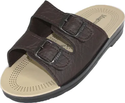 Produktbild von Herren Pantoletten Sandalen Hausschuhe Sandaletten Schuhe Schnalle Schuhgröße 42 Farben Braun