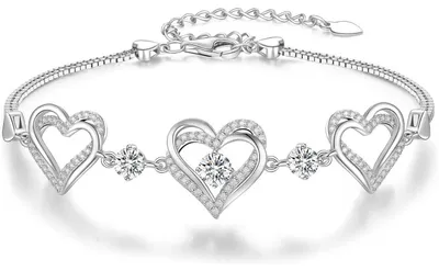 Produktbild von Armband Damen 925 Sterling Silber Herz Rosegold Geburtsstein Zirkonia Rhodinierung Geschenk