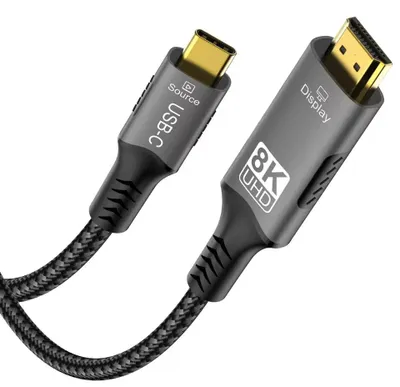 Imagen del producto de Cable USB-C a HDMI PremiumCord, 2 metros, resolución de imagen 8K@60Hz, 4K@144Hz, con carcasa de aluminio
