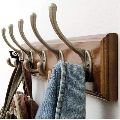 Image de Porte-manteaux mural en bois avec double crochet