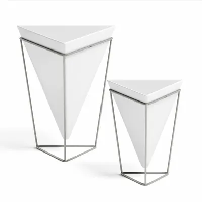 Produktbild von Umbra Topfset Trigg 2-tlg., Übertopf und Tischvase, Dekovase, Steingut, Stahl, Weiß, 1004372-670