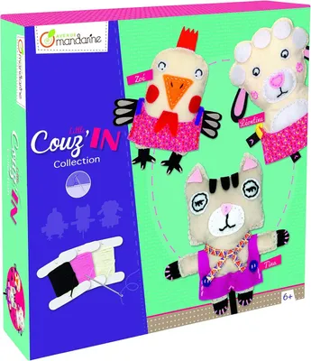Produktbild von Avenue Mandarine KC014O Kreativboxen Couz'In Kollektion, vorgelochte Fellelemente x3, Band, 3 Gebrauchsanleitungen, Tiere aus dem Bauernhof, 1 Pack