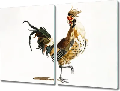 Produktbild von Coloray Herdabdeckplatte 2x40x52 cm Schneidebrett Kochplattenabdeckung Küchenbrett Hackbrett - Tier Vogel Huhn