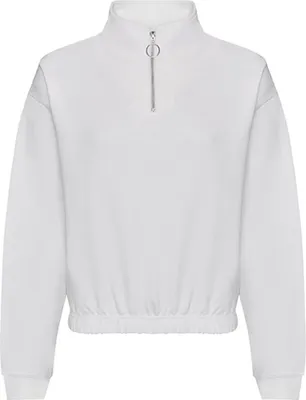 Produktbild von Just Hoods JH037 | WomenŽs Cropped 1/4 Zip Damen Sweatshirt - Farbe: Arctic White - Größe: L