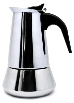 Moka-Kanne für Induktion, 4 Tassen, Edelstahl, silber