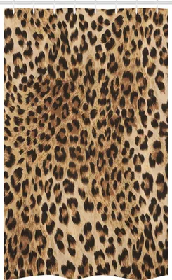 Produktbild von ABAKUHAUS Leopard-Druck Schmaler Duschvorhang, Wildtierhaut, Badezimmer Deko Set aus Stoff mit Haken, 120 x 180 cm, Pale Braun Schwarz