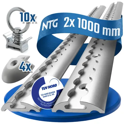 Produktbild von Airlineschiene Zurrschiene 2 x 1 m 1 Meter halbrund m. Bohrung u. Starterset Alu