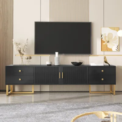 Produktbild von TV-Schrank, Sideboard mit strukturierter Tür, TV-Möbel mit Schubladen
