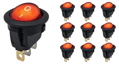 Produktbild von ProRide Wippschalter ON/OFF KCD2-12, 3-polig, rund, 12 V/20 A, rot