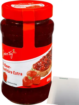 Produktbild von Jeden Tag Konfitüre Extra Erdbeere (450g Glas) + usy Block
