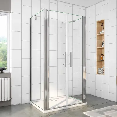 Produktbild von U-Duschkabine Pendeltür 80x80x80cm (Seitenwand:80cm) U-FORM Duschkabine Duschabtrennung