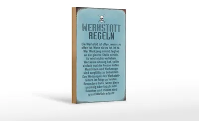 Produktbild von Holzschild Spruch 12x18cm Werkstatt Regeln Werkstatt
