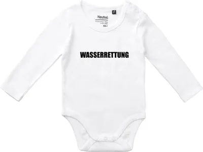 Produktbild von Huuraa Baby Body Wasserrettung Schriftzug 74 White  Baumwolle Fairtrade Langarmbody Geschenkidee