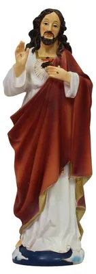 Produktbild von Heiligenfigur Jesus Christus 28 cm handbemalt Polyresin Deko Herz