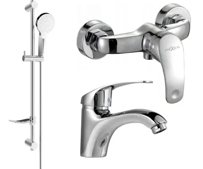 Image de Fabia DF05 Ensemble de mitigeurs de lavabo et de douche avec accessoires, chrome (746504DF05-00)