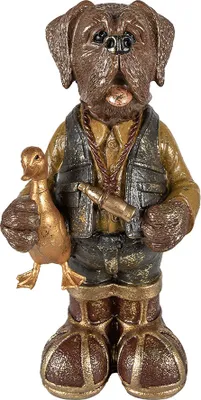 Obrázek produktu pro Clayre & Eef figurka pes 16x14x34 cm hnědozelená polyresinová