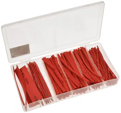 Produktbild von Schrumpfschlauch rot Sortiment 100 teilig in Aufbewahrungsbox