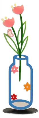 Produktbild von Metallblumenkunst mit Vase, minimalistisches 2D-Eisenblumen-Tischornament für Wohnzimmer, Schlafzimmer, Küche, Homeoffice, Landhausstil, Einzugsgeschenk