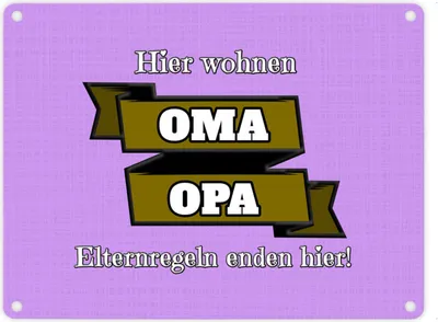 Produktbild von Metallschild in 15x20 cm Hier wohnen Oma & Opa mit Stoffoptik in lavendel und