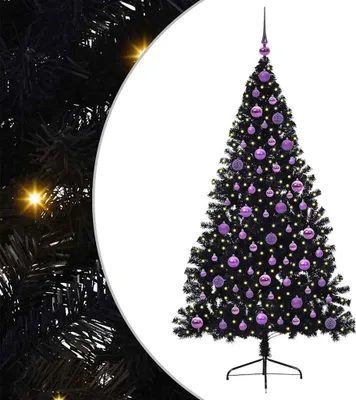 Obrázok produktu pre vidaXL Umelý predsvietený vianočný stromček čierny 180 cm PVC