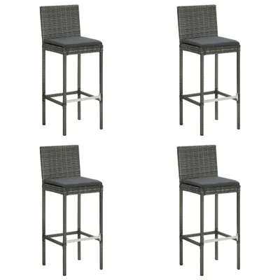 Image de vidaXL Ensemble bar de jardin 5 pièces avec coussins Poly rotin gris
