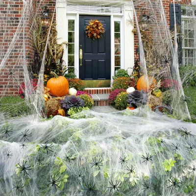 Produktbild von Halloween Dekoration Spinnennetz, 200 g, 40 Kunststoffspinnen, für Halloween Party