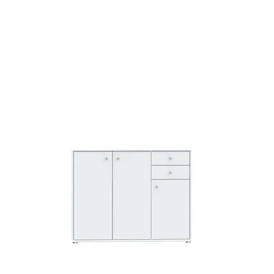 Produktbild von Kommode TEMPRA 2 Weiß mit 3 Türen und 2 Schubkästen 108,8x85,5x34,8 cm (BxHxT)