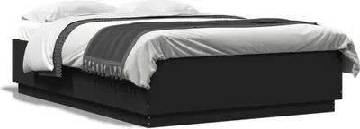 Produktbild von Design Bettgestell Schwarz 150x200 cm Holzwerkstoff, Klassische Betten 2024 Neu