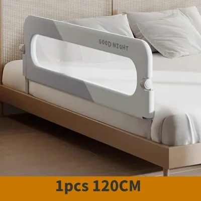 Image de Barrière de lit pour enfants - Barrière de sécurité pour lit - Réglable en hauteur - Pliable - Tube en aluminium - Pour les enfants de 4 à 6 ans - 120 cm