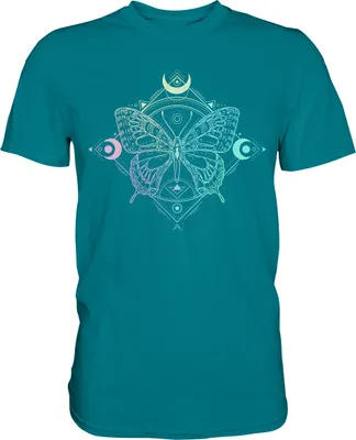 Produktbild von Mond Pastel Schmetterlinge T-Shirt – Diva Blue / XXL