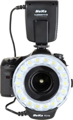 Produktbild von Makro Ringblitz Ringleuchte für Nikon DSLR SLR Kameras FC-110 Blitz & Dauerlicht auch für Videoaufnahmen