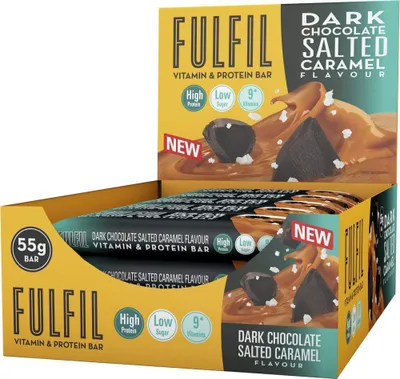 Produktbild von Fulfil Vitamin & Protein Bar – 15 x 55g-Riegel Dark Chocolate Salted Caramel