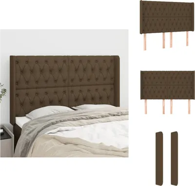 Produktbild von vidaXL Kopfteil mit Ohren Dunkelbraun 163x16x118/128 cm Stoff -  Kopf- & Fußenden