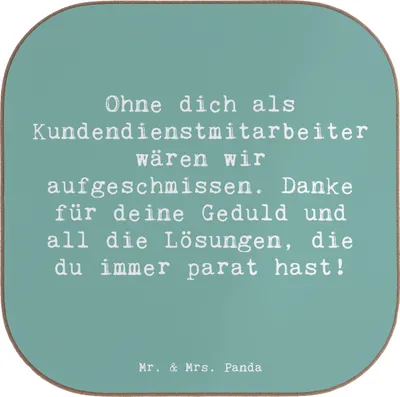 Produktbild von Mr. & Mrs. Panda Untersetzer für Gläser Spruch Kundendienstmitarbeiter Held - Meeresbrise - Geschenk, Danke sagen, Anerkennung, Herzstück, Aufmerksamkeit, Wertschätzung