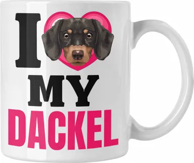 Produktbild von Trendation - Dackel Besitzerin Tasse Geschenk Lustiger Spruch Geschenkidee I Love My Dackel (Weiß)