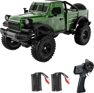 Produktbild von Fernsteuerbares Geländefahrzeug im Maßstab 1:18, 2,4 GHz, elektrischer Rock Crawler mit Allradantrieb und LED-Beleuchtung, 2 wiederaufladbare Batterien, Offroad-Spielzeugfahrzeug für