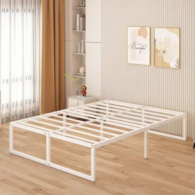 Imagen del producto de Estructura de cama metálica de 120x200 cm, con una altura de 46 cm, con espacio de almacenamiento, ideal para dormitorios