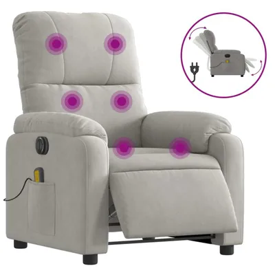 Immagine prodotto di Poltrona Reclinante Massaggi Elettrica Grigio Chiaro Microfibra