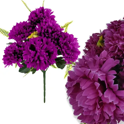 Obrázek produktu pro umělé chryzantémy kytice umělé květiny do vázy 5 květů 45 cm fialová dekorace