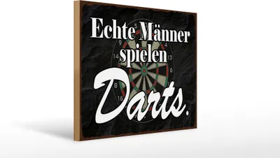Produktbild von Holzschild echte Männer spielen Darts, 40 x 30 cm, Holzschilder Spruch Sport Hobby
