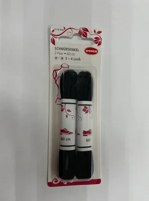 Produktbild von Wenco Schnürsenkel 2 Paar Rund Schwarz 60cm