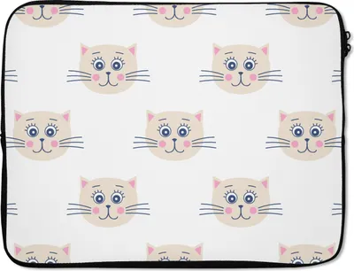 Produktbild von MuchoWow® Laptop Hülle 15 Zoll Katzen - Mädchen - Pastell - Muster - Kinder Laptoptasche - Laptoptasche - Sleeve - Rundum-Schutz