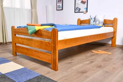 Produktbild von Einzelbett / Gästebett Kiefer massiv Vollholz Eichefarben 84, inkl. Lattenrost - 100 x 200 cm