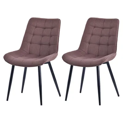 Produktbild von HOMAVO Esszimmerstuhl 2er-Set – Gepolsterte Stühle mit ergonomischer Rückenlehne, Metallbeinen und Samt- oder Baumwoll-Leinenbezug