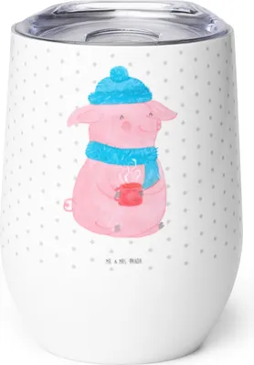 Produktbild von Mr. & Mrs. Panda thermosbecher Schwein Glühwein - Weiß - Geschenk, kaffee tasse, Weihnachten, edelstahl thermobecher, Weihnachtsmarkt, Glühschwein, Thermo Becher, Punsch