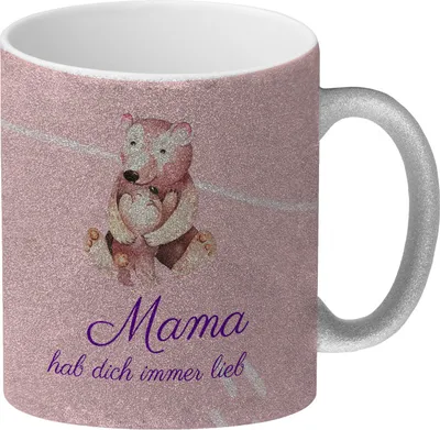 Produktbild von Mama hab dich immer lieb Glitzer-Kaffeebecher Besonders geeignet als Geschenk
